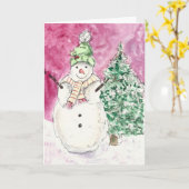 「雪の結晶の水彩プリントのグリーティングカード」 カード (黄色い花)