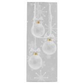 雪の結晶の白いオーナメント　クリスマスホリデー ワインギフトバッグ (正面)