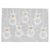 雪の結晶の白いオーナメント クリスマス ホリデー ラージペーパーバッグ (裏面)