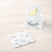 雪の結晶の白黒写真 スクエアペーパーコースター (インサイチュ)