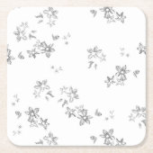 雪の結晶の白黒写真 スクエアペーパーコースター (正面)
