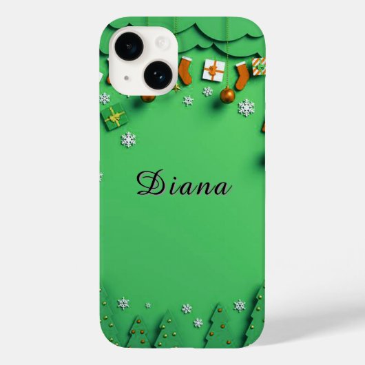 雪の結晶の緑のクリスマス背景 Case-Mate iPhoneケース (裏面)