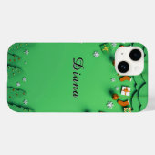 雪の結晶の緑のクリスマス背景 Case-Mate iPhoneケース (裏面 (横))