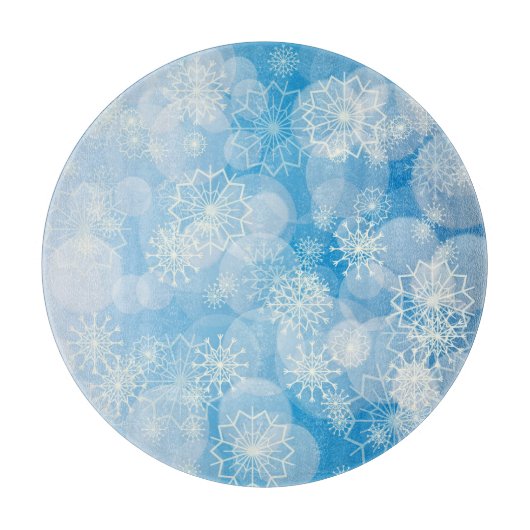 雪の結晶の背景 カッティングボード (正面)