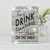 雪の結晶の花嫁パーティー シャンパンを飲む時間 招待状 (スタンド正面)