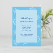 雪の結晶の誕生日招待状 招待状 (スタンド正面)