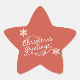雪の結晶の赤いクリスマスの挨拶 星シール