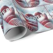 雪の結晶の赤い冬のミトン ラッピングペーパー (ロールコーナー)