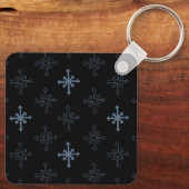 雪の結晶の輪郭パターン、ゴシックインスパイアク キーホルダー (裏面)