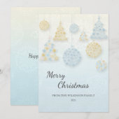 雪の結晶の飾りが付いたクリスマスカード 招待状 (正面/裏面)