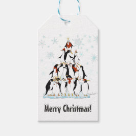 雪の結晶を使ったクリスマスペンギンのパターン ギフトタグ
