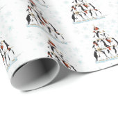 雪の結晶を使ったクリスマスペンギンのパターン ラッピングペーパー (ロールコーナー)