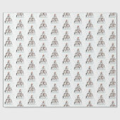 雪の結晶を使ったクリスマスペンギンのパターン ラッピングペーパー (フラット)