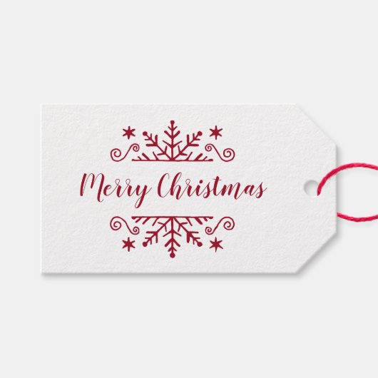 雪の結晶を持つメリークリスマス ギフトタグ (正面(横))