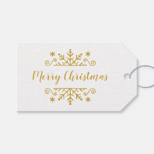 雪の結晶を持つメリークリスマス ギフトタグ (正面(横))