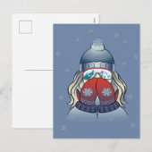 雪の結晶を持つ冬の少女 シーズンポストカード (正面/裏面)