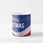 雪の結晶を持つ愛国的な陽気なクリスマス国旗 コーヒーマグカップ (中央)