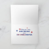 雪の結晶を持つ愛国的な陽気なクリスマス国旗 シーズンカード (内部)