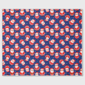 雪の結晶を持つ父クリスマス | ネイビーブルーサンタ ラッピングペーパー (フラット)