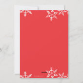 雪の結晶を笑い続ける赤いクリスマス シーズンカード (裏面)