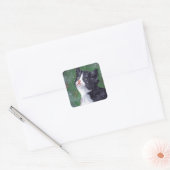 雪の結晶を見上げるタキシード絵画猫 スクエアシール (封筒)