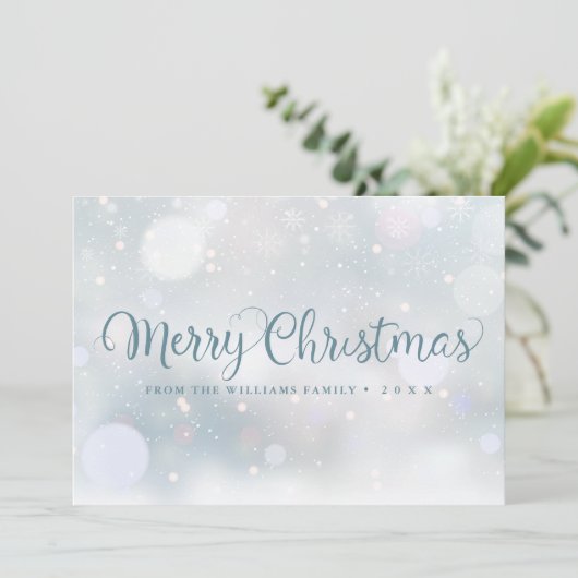 雪の結晶スクリプト メリークリスマス シーズンカード (スタンド正面)