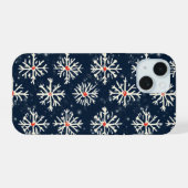 雪の結晶パターン 冬のスタイル iPhone 15ケース (裏面横)