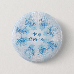 雪の結晶パターン merry christmas 缶バッジ