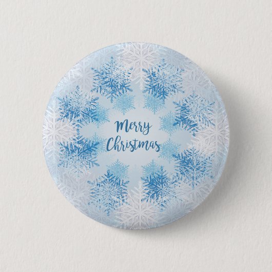 雪の結晶パターン merry christmas 缶バッジ (正面)
