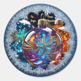 雪の結晶フレームのカスタマイズ可能なガラスオーナメント ラウンドシール