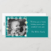 雪の結晶フレームのホリデー写真カード シーズンカード (正面/裏面)