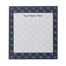 雪の結晶ブルーパープルオンブラック ノートパッド