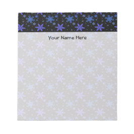 雪の結晶ブルーパープルオンブラック ノートパッド