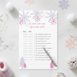 雪の結晶ベイビーシャワー　誰が言ったゲーム