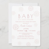 雪の結晶ベイビー 寒いよ ピンク 仮想ベイビーシャワー 招待状 (正面)