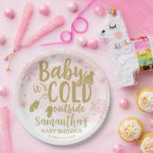 雪の結晶ベビー外は寒いベビーシャワーテープ ペーパープレート (パーティー)