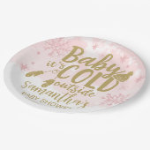 雪の結晶ベビー外は寒いベビーシャワーテープ ペーパープレート (アングル)