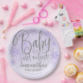 雪の結晶ベビー外は寒いベビーシャワーテープ ペーパープレート (パーティー)