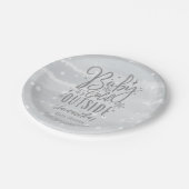 雪の結晶ベビー灰色のベビーシャワー外は寒い ペーパープレート (アングル)