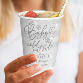 雪の結晶ベビー灰色のベビーシャワー外は寒い 紙コップ