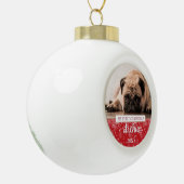 雪の結晶ペット犬の写真 初めてのクリスマス セラミックボールオーナメント (左)