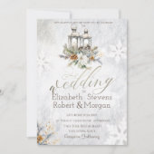 雪の結晶ランタンストリングライトウェディング 招待状 (正面)