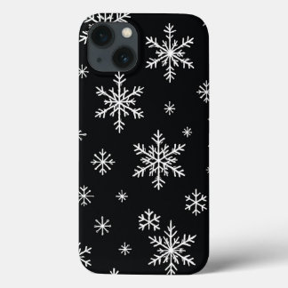 雪の結晶柄 ブラック フォンケース iPhone 13ケース