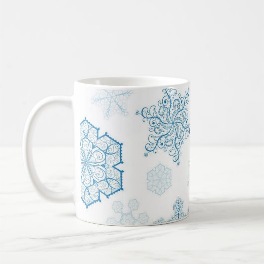 雪の結晶模様 コーヒーマグカップ (左)