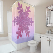雪の結晶模様 ピンク パープル グリッター ガーリー トレンディ シャワーカーテン (インサイチュ)