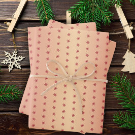 雪の結晶模様 フェスティブ レッド メタリック クリスマス  ラッピングペーパーシート