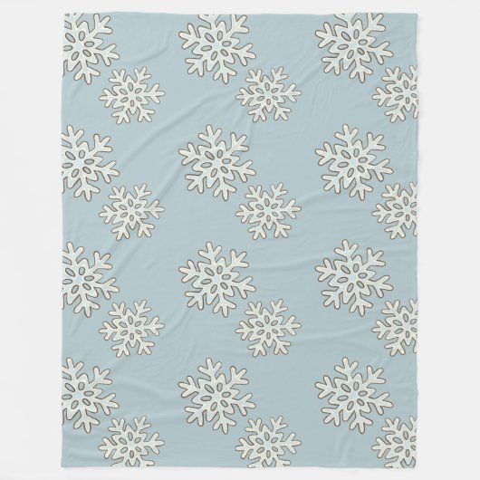 雪の結晶模様 フリースブランケット (正面)
