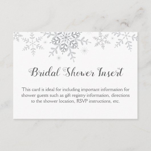 雪の結晶 ウィンター ワンダーランド ブライダル シャワー 挿入ページ エンクロージャーカード (正面)