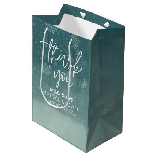 雪の結晶 ウインターブライダルシャワー ミディアムペーパーバッグ (正面アングル)