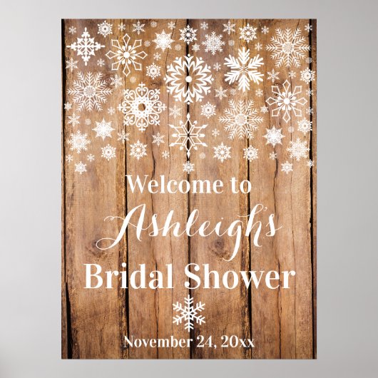 雪の結晶, ウッド ブライダルシャワー ウェルカムポスター ポスター (正面)